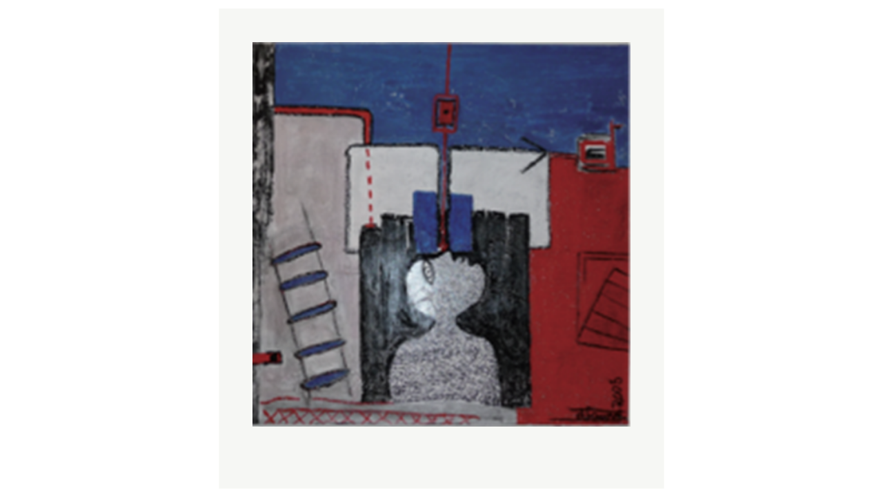 THÉATRE DE MÉMOIRE 7 - Acrylique sur toile - 100cm x 100cm - 2008 Danie Faurie artiste du FLAC (Forum Lotois d’Art Contemporain)
