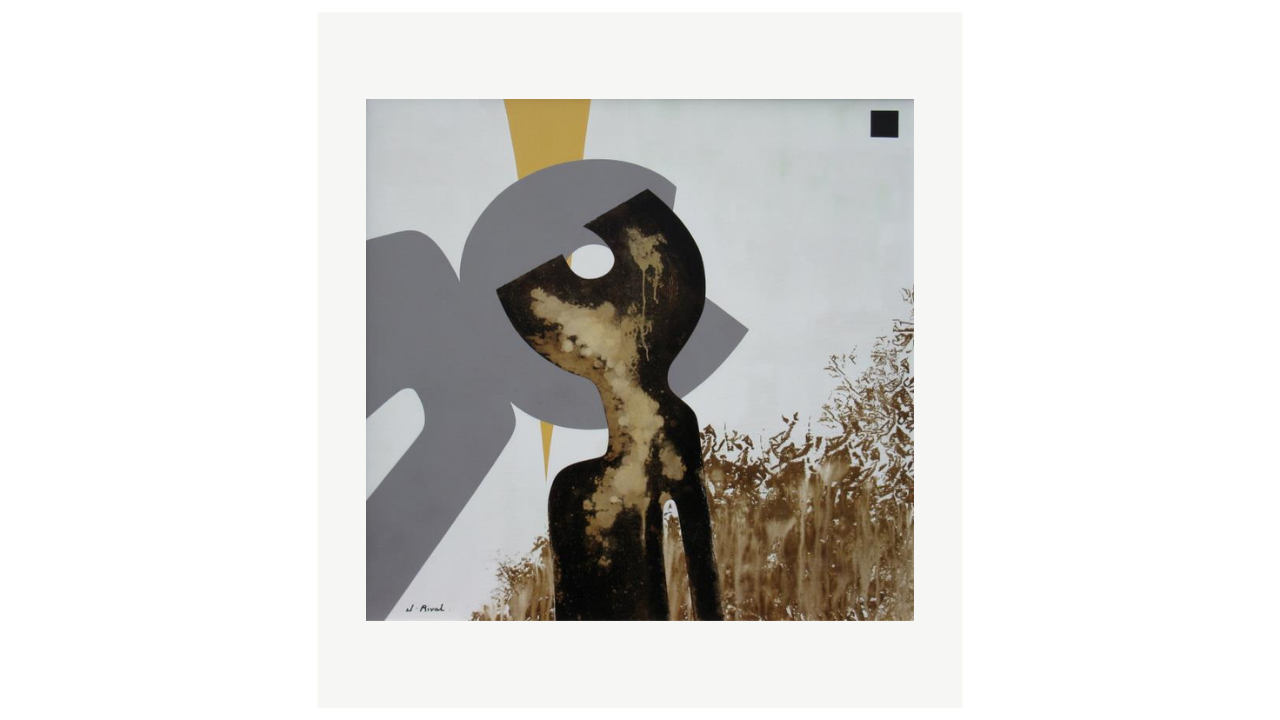 LE BAISER - Acrylique et goudron - 100cm x 100cm Jacques Rival artiste du FLAC (Forum Lotois d’Art Contemporain)