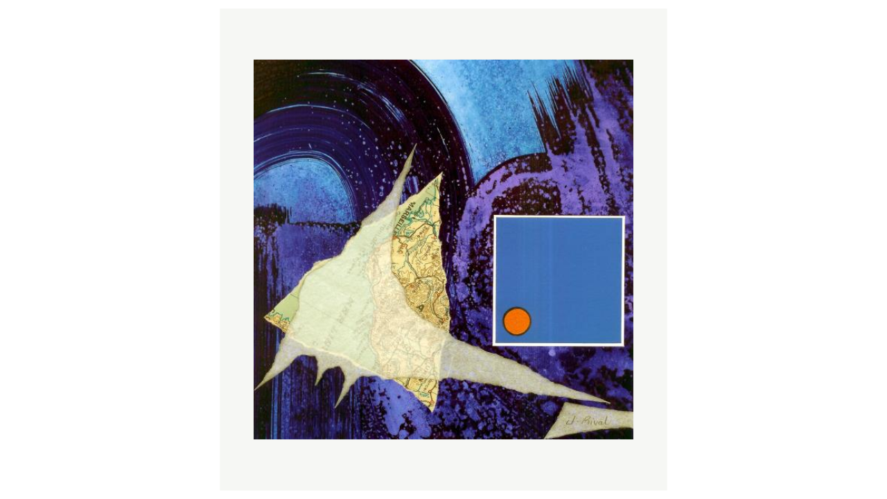 VOYAGE, VOYAGE - Encre et collage - 20cm x 20cm Jacques Rival artiste du FLAC (Forum Lotois d’Art Contemporain)
