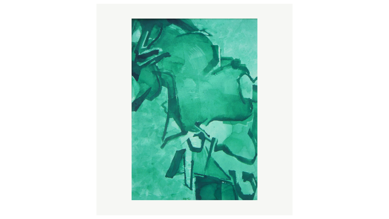 CAJARC VARIATION VERT - Gouache sur Arches - 50cm x 35cm Martin Ward artiste du FLAC (Forum Lotois d’Art Contemporain)